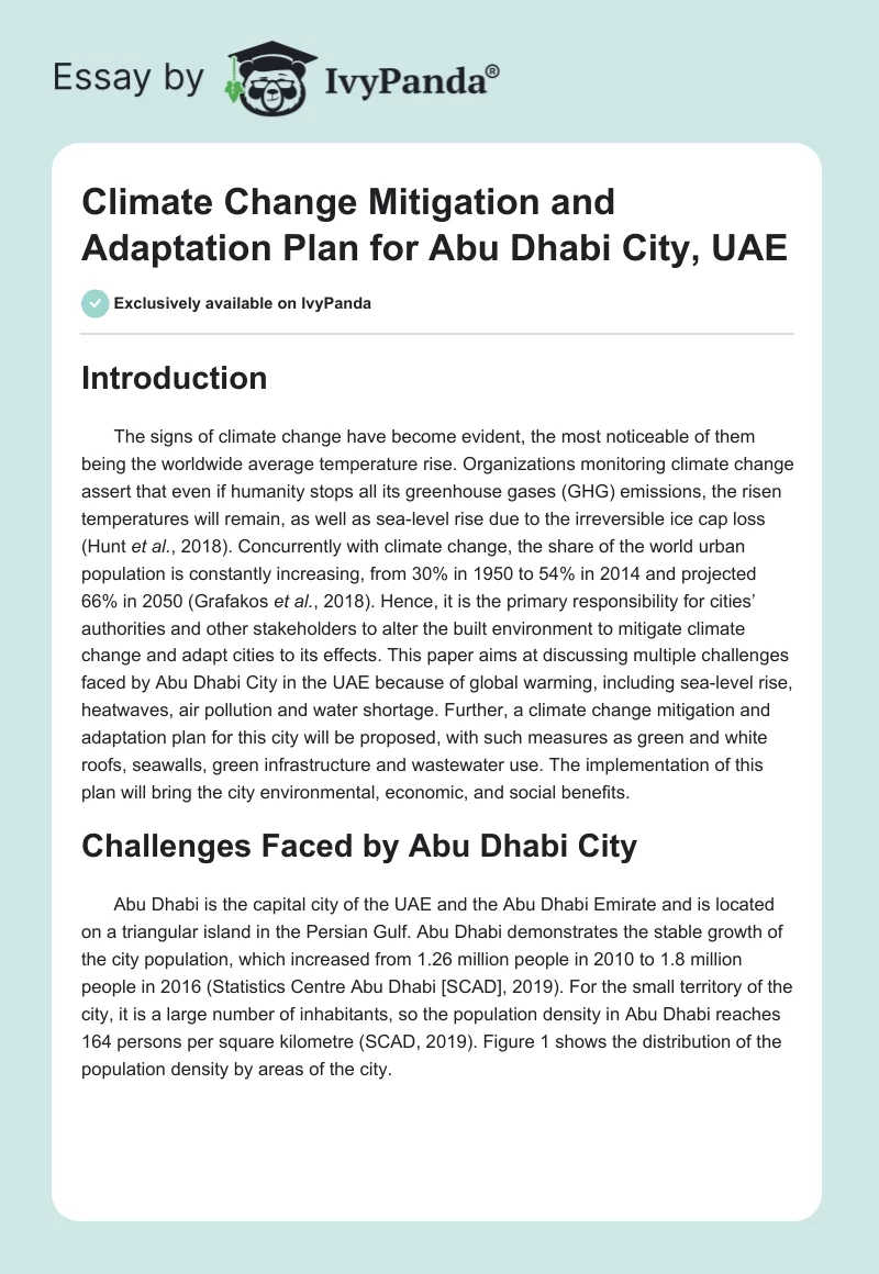 Climate Change Mitigation and Adaptation Plan for Abu Dhabi City, UAE. Page 1