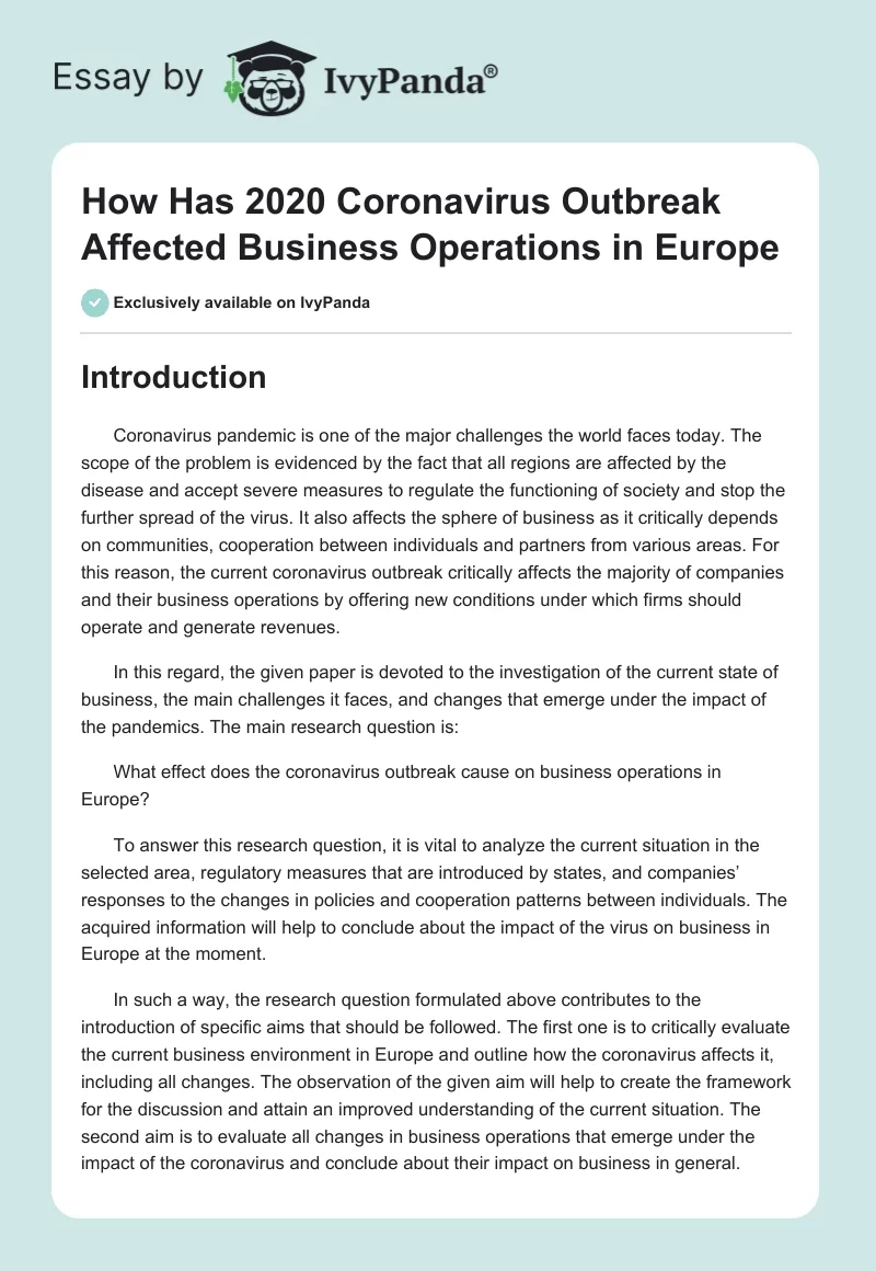 How Has 2020 Coronavirus Outbreak Affected Business Operations in Europe. Page 1