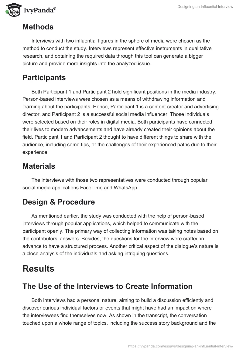 Designing an Influential Interview. Page 4