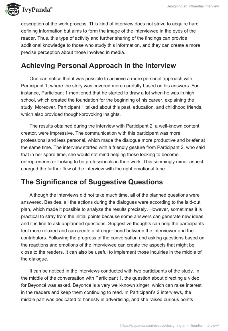 Designing an Influential Interview. Page 5