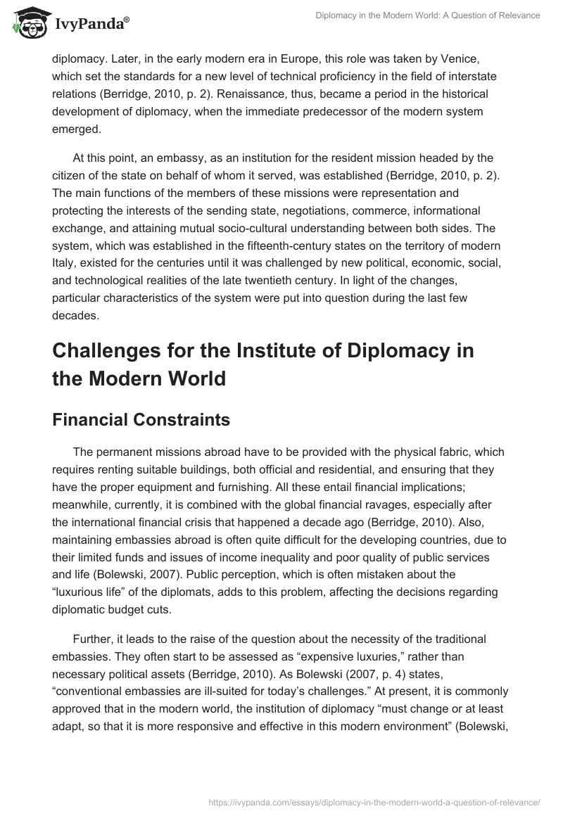 Diplomacy in the Modern World: A Question of Relevance. Page 2