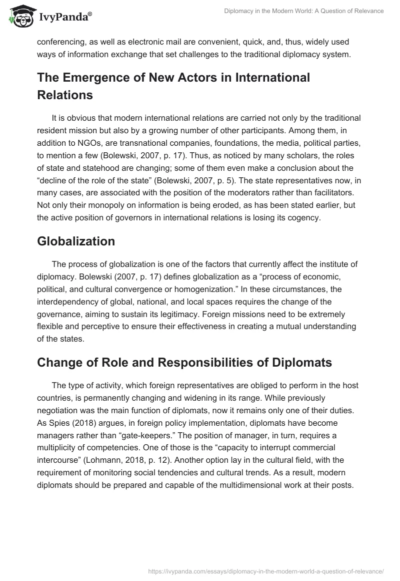 Diplomacy in the Modern World: A Question of Relevance. Page 4