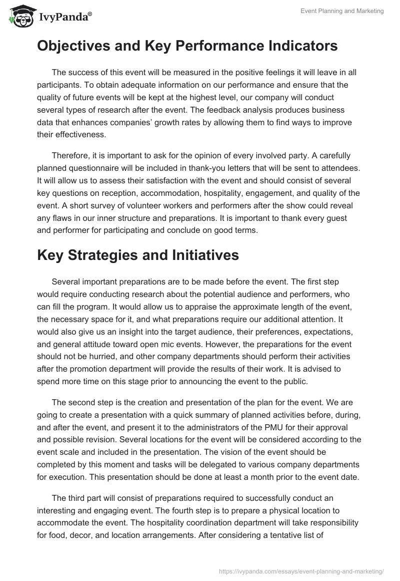 Event Planning and Marketing. Page 2