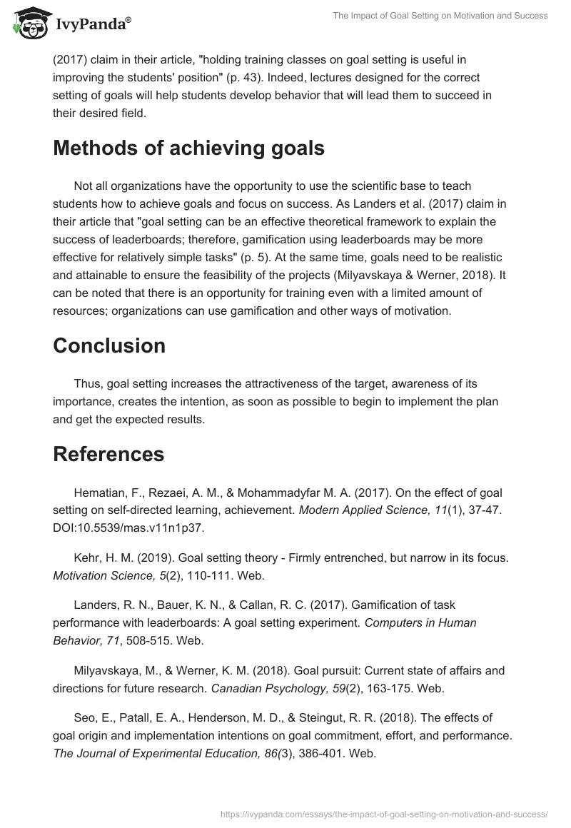 The Impact of Goal Setting on Motivation and Success. Page 2