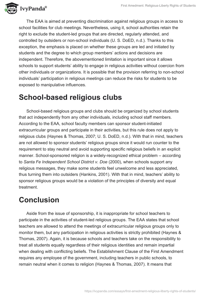 First Amedment: Religious-Liberty Rights of Students. Page 3