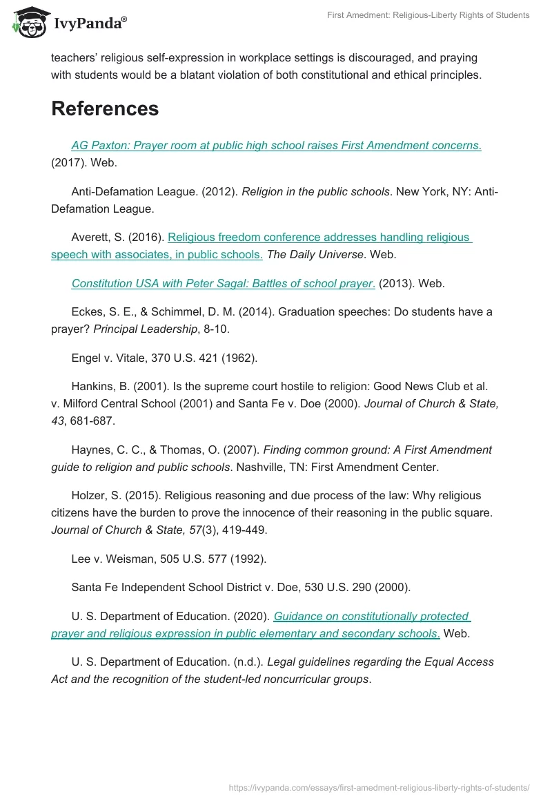 First Amedment: Religious-Liberty Rights of Students. Page 4