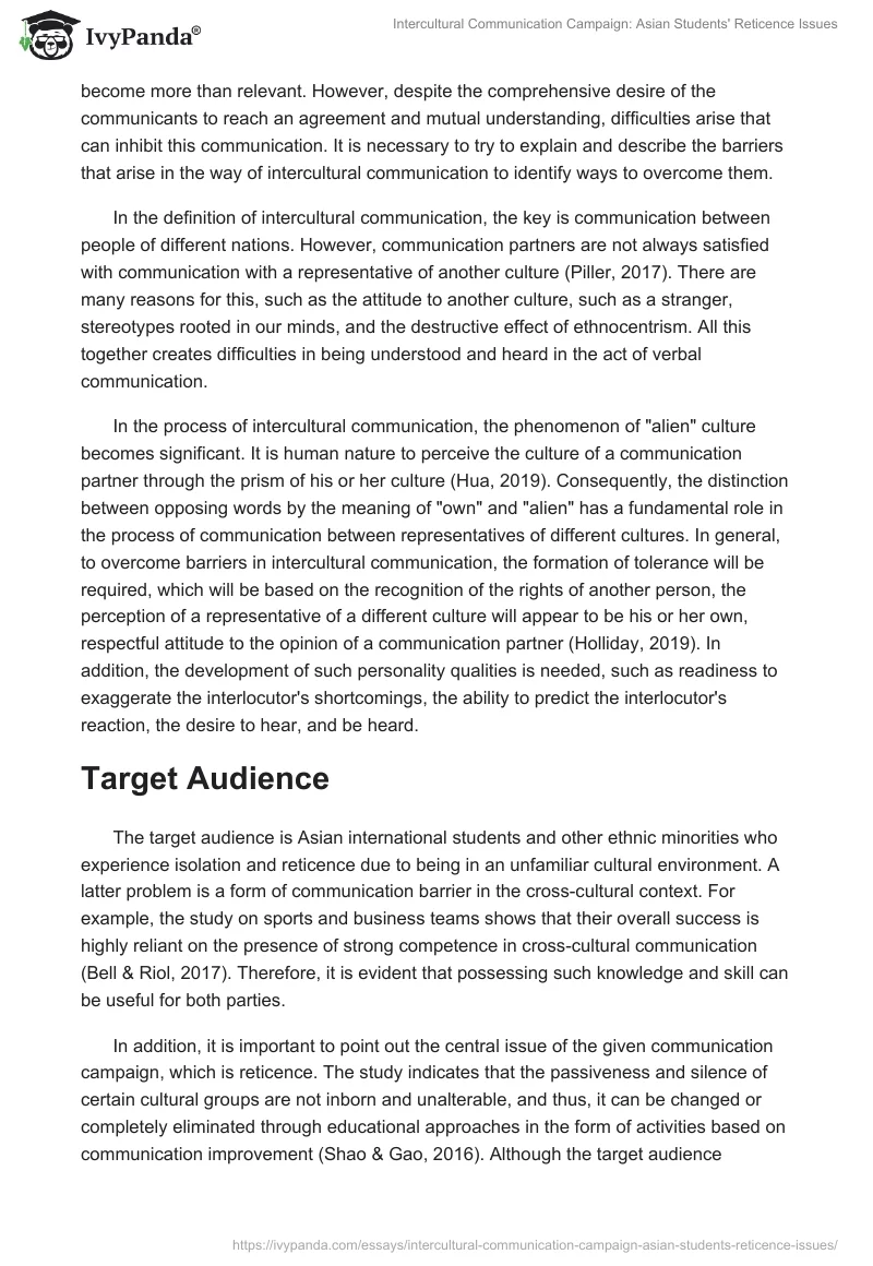 Intercultural Communication Campaign: Asian Students' Reticence Issues. Page 2