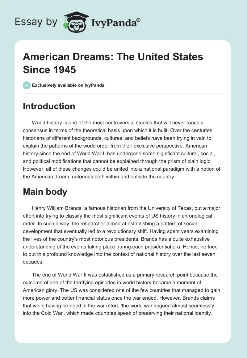 American Dreams: The United States Since 1945. Page 1