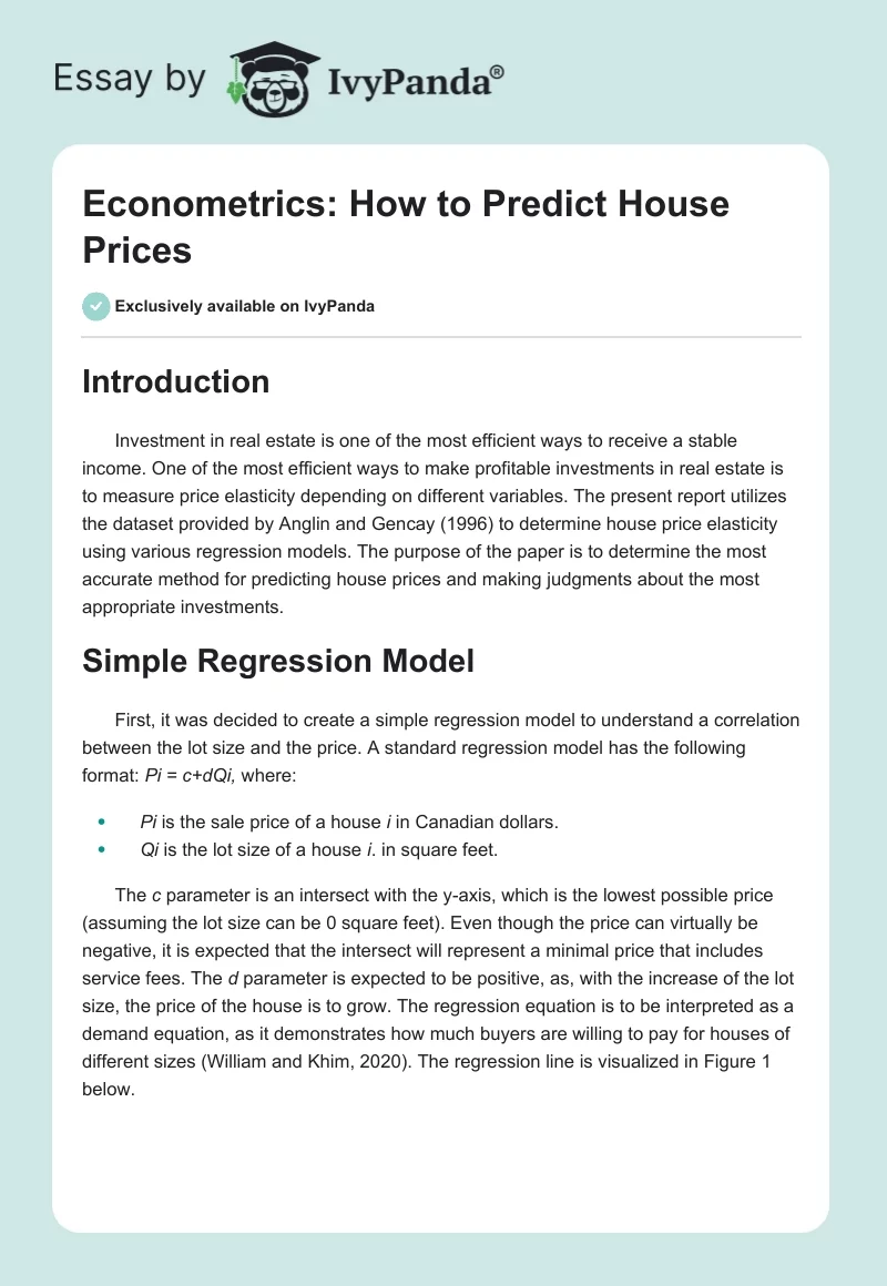 Econometrics: How to Predict House Prices. Page 1