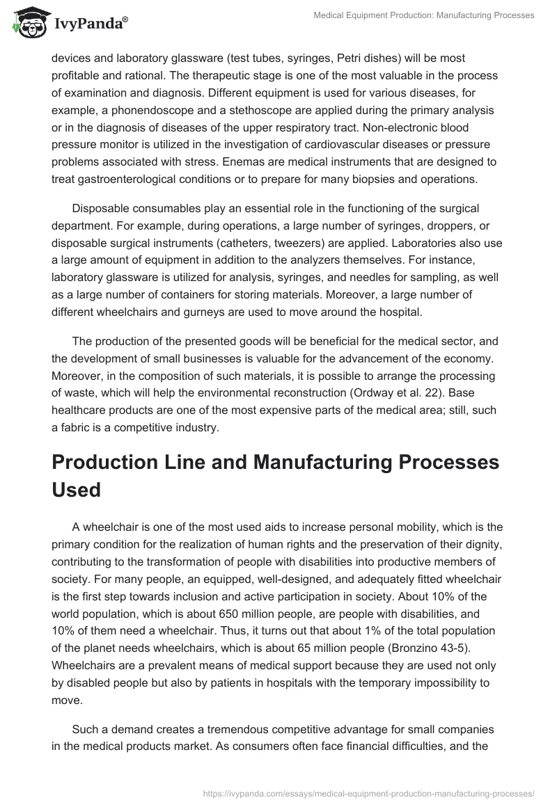 Medical Equipment Production: Manufacturing Processes. Page 2