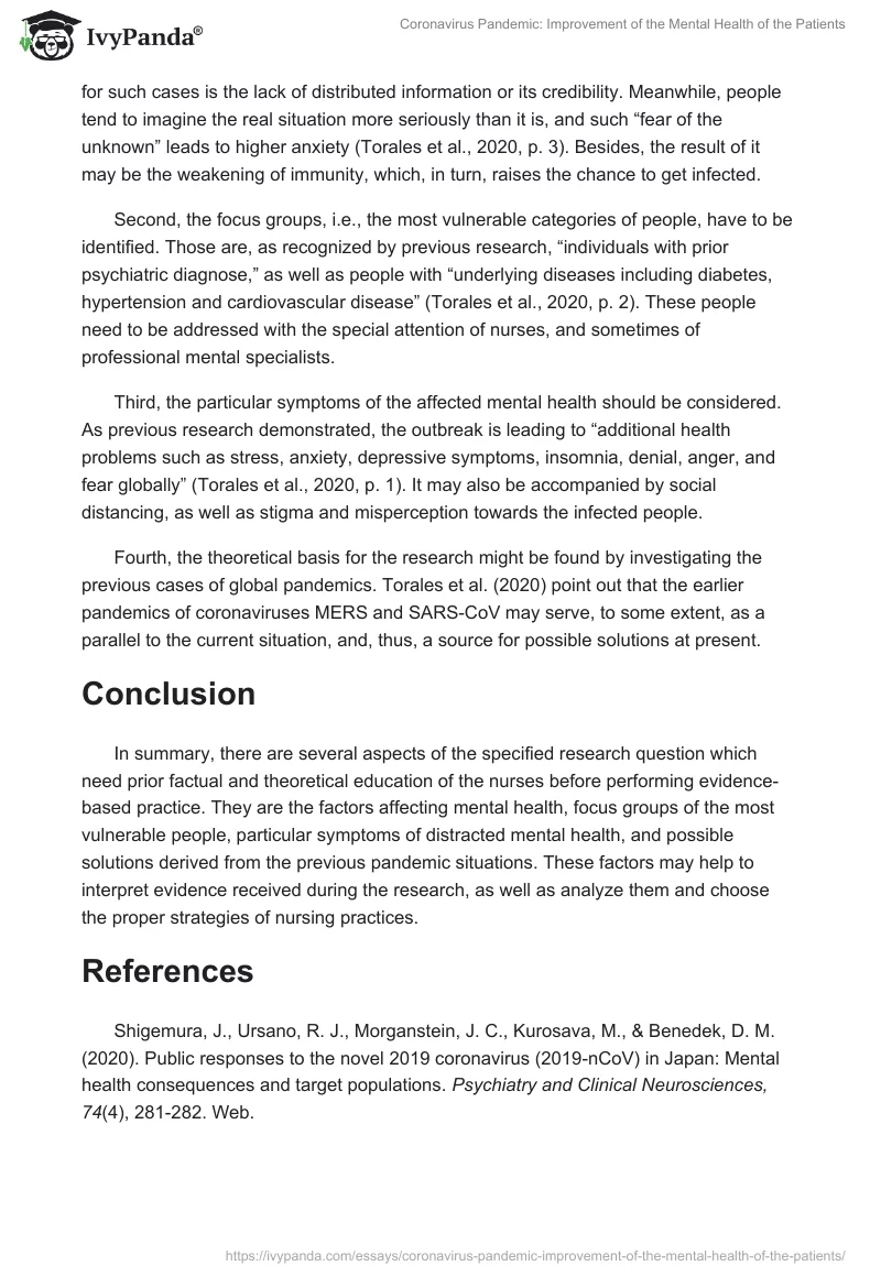 Coronavirus Pandemic: Improvement of the Mental Health of the Patients. Page 2