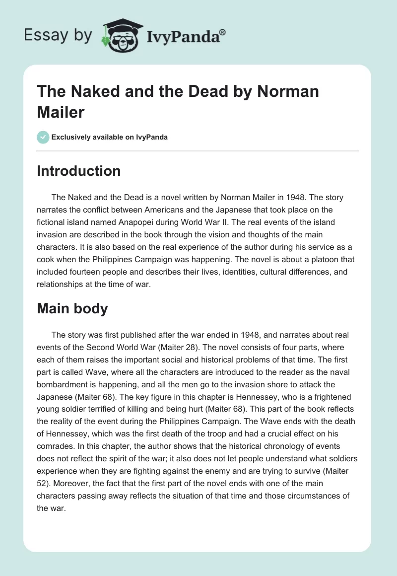 "The Naked and the Dead" by Norman Mailer. Page 1