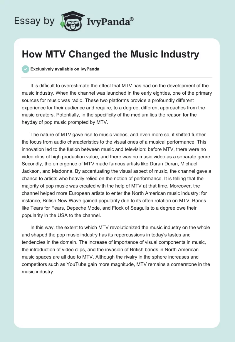 the impact of technology on the music industry essay