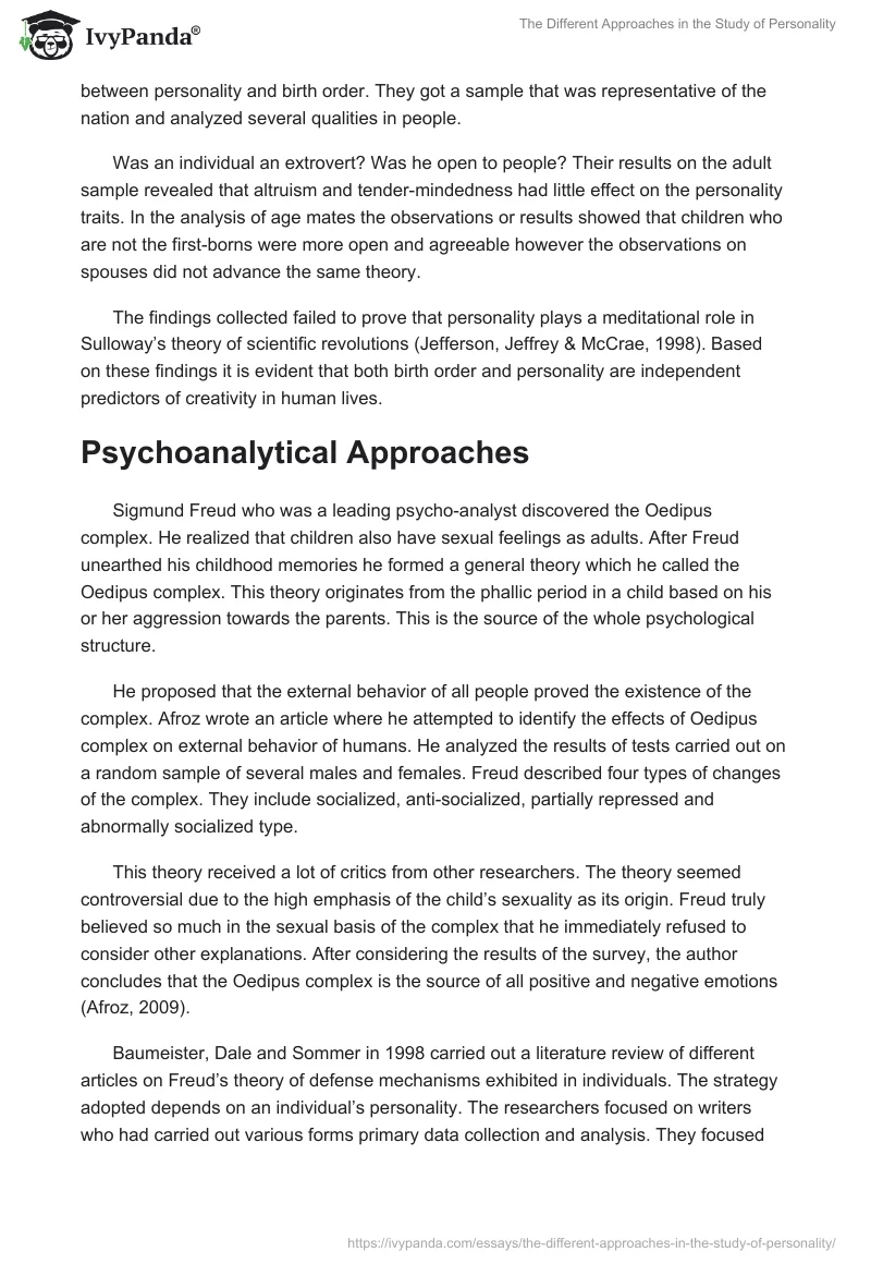 The Different Approaches in the Study of Personality. Page 5
