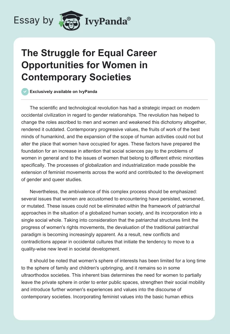 The Struggle for Equal Career Opportunities for Women in Contemporary Societies. Page 1