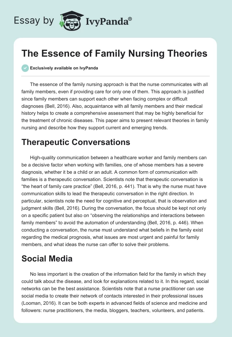 The Essence of Family Nursing Theories. Page 1
