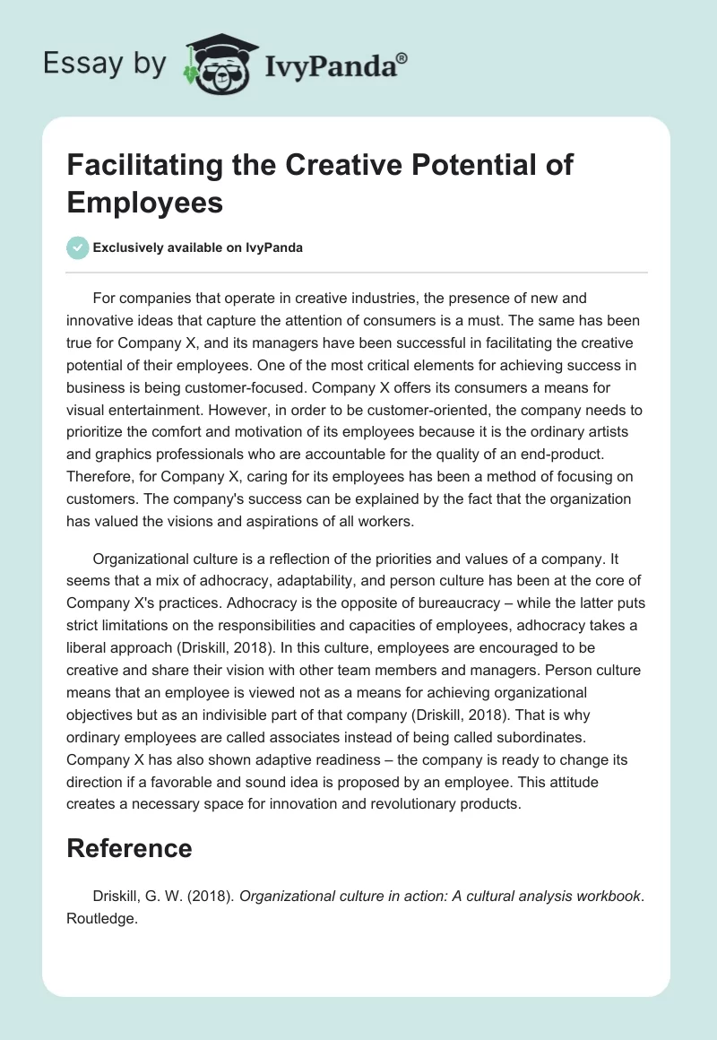 Facilitating the Creative Potential of Employees. Page 1