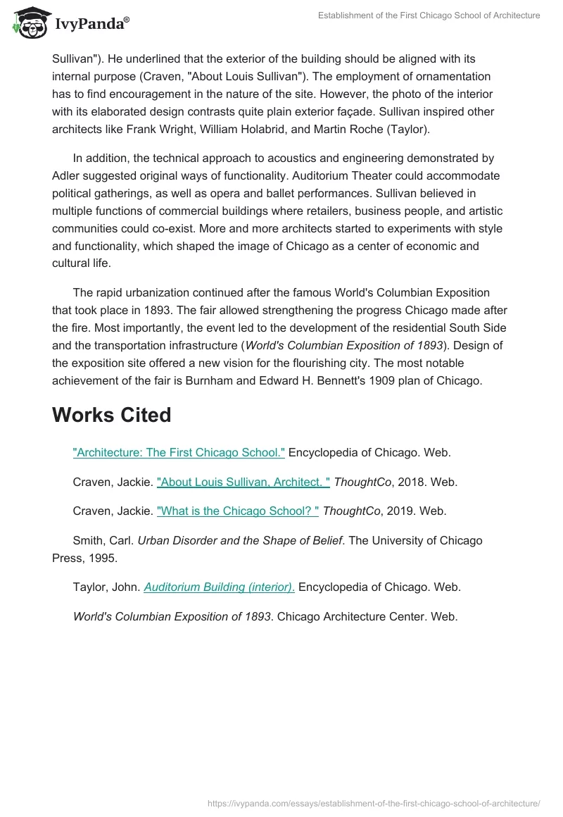 Establishment of the First Chicago School of Architecture. Page 2
