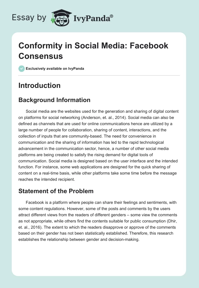 Conformity in Social Media: Facebook Consensus. Page 1