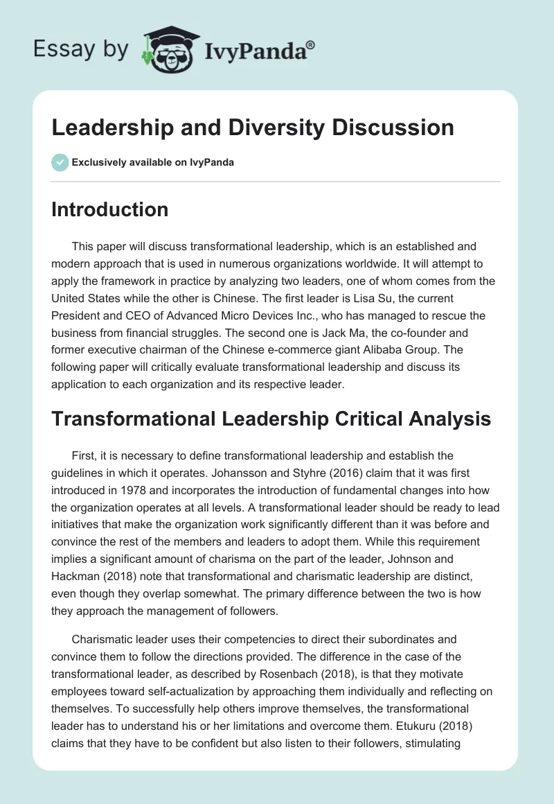 Leadership and Diversity Discussion. Page 1