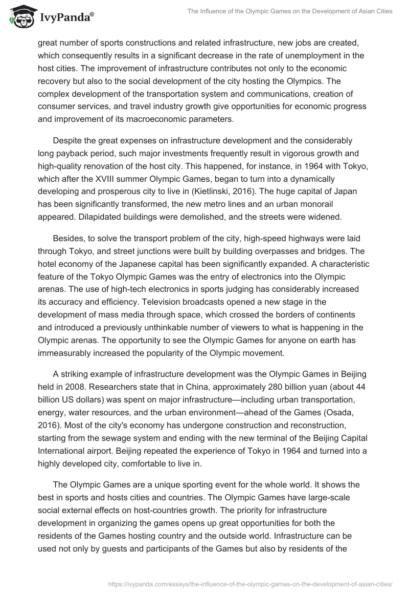 The Influence of the Olympic Games on the Development of Asian Cities. Page 2