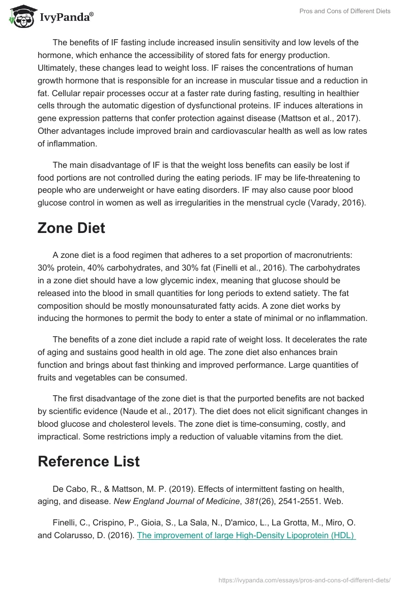 Pros and Cons of Different Diets. Page 2