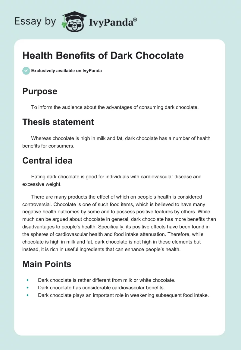 Health Benefits of Dark Chocolate. Page 1