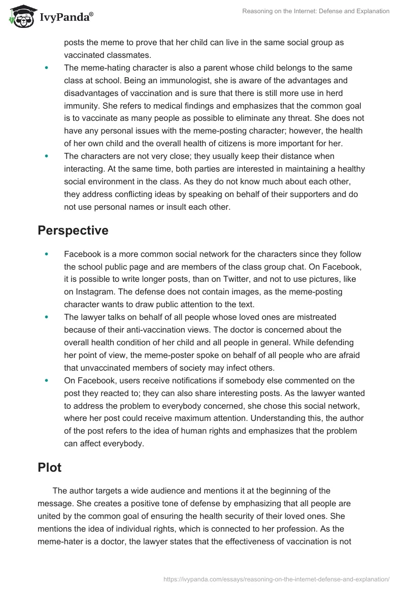 Reasoning on the Internet: Defense and Explanation. Page 2