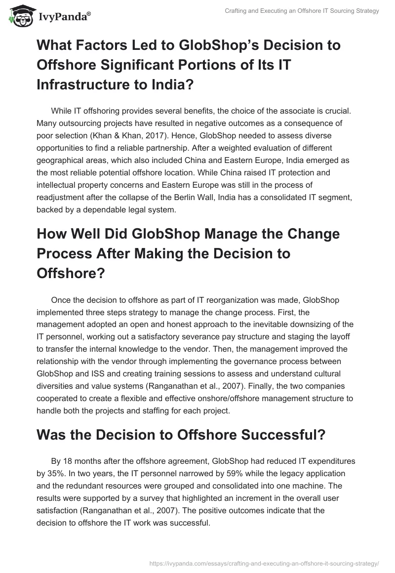 Crafting and Executing an Offshore IT Sourcing Strategy. Page 2