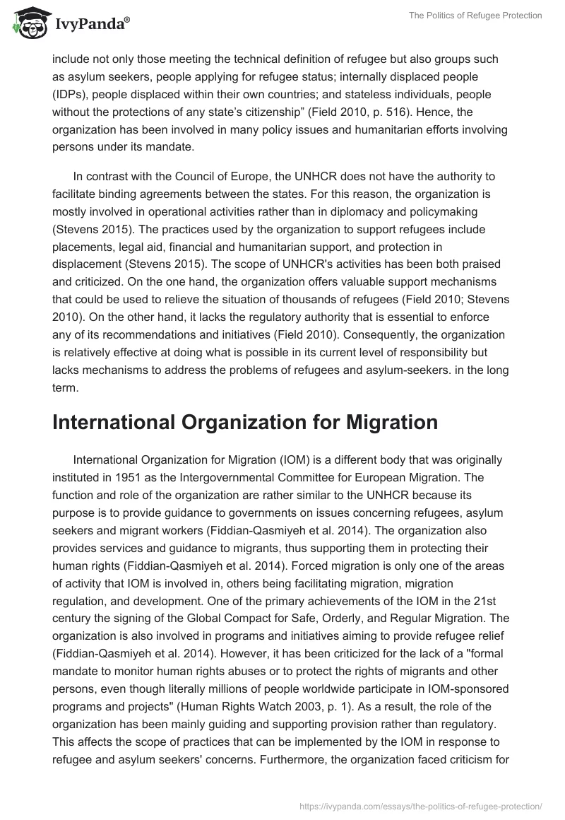The Politics of Refugee Protection. Page 5