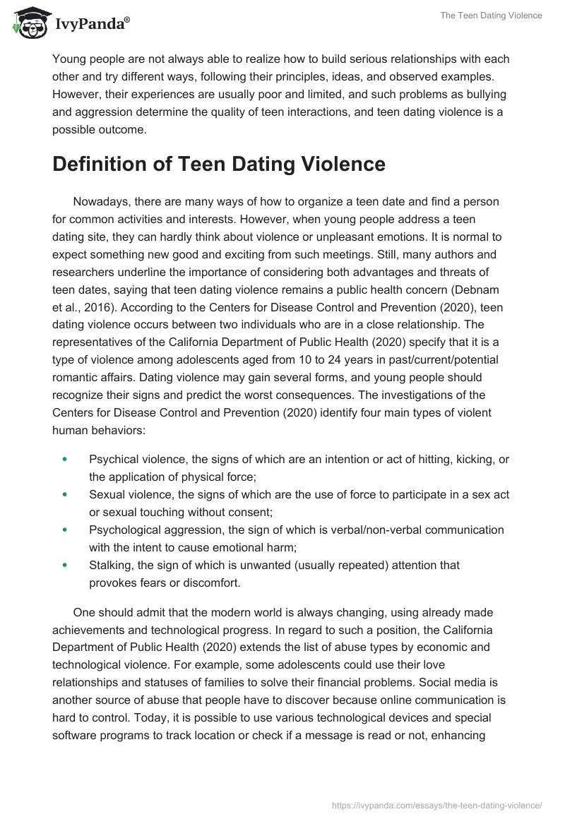 The Teen Dating Violence. Page 2