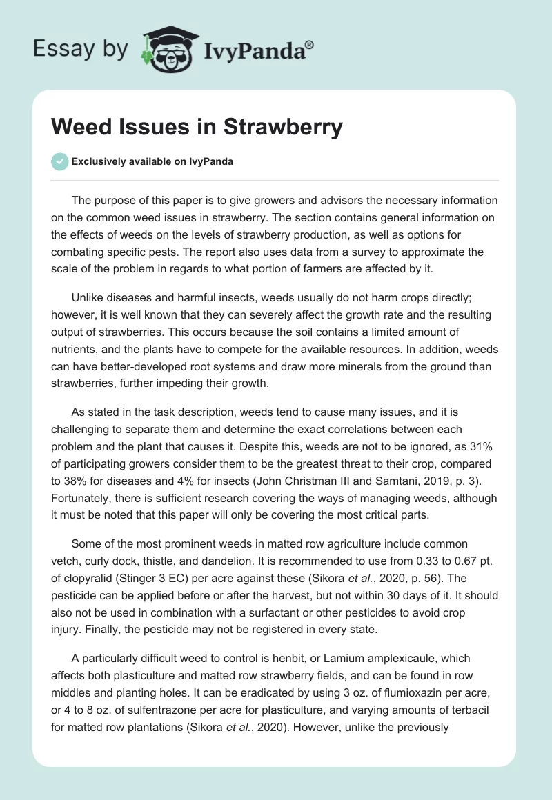 Weed Issues in Strawberry. Page 1