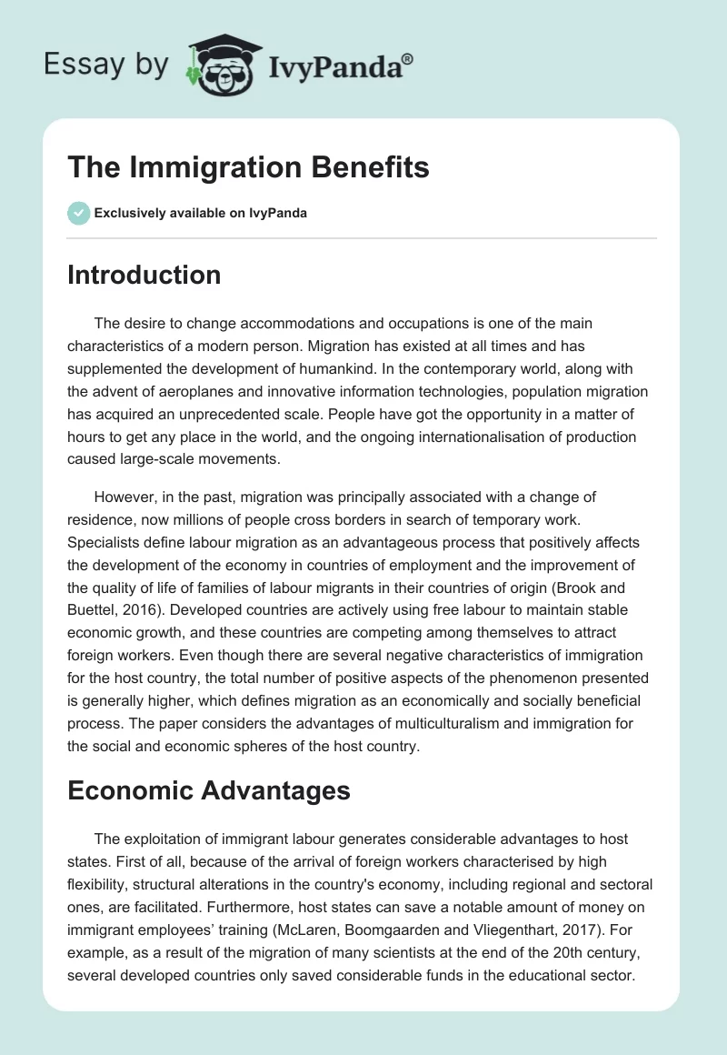 The Immigration Benefits. Page 1