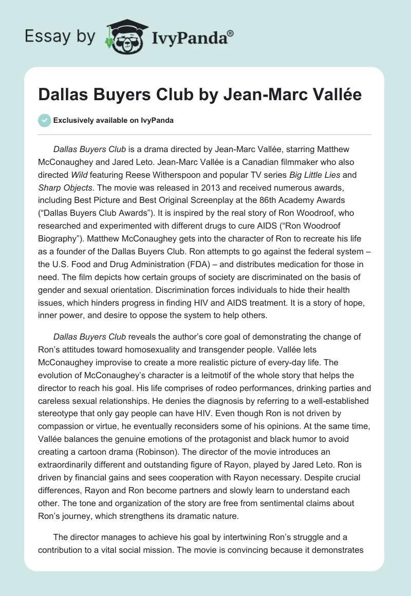 "Dallas Buyers Club" by Jean-Marc Vallée. Page 1