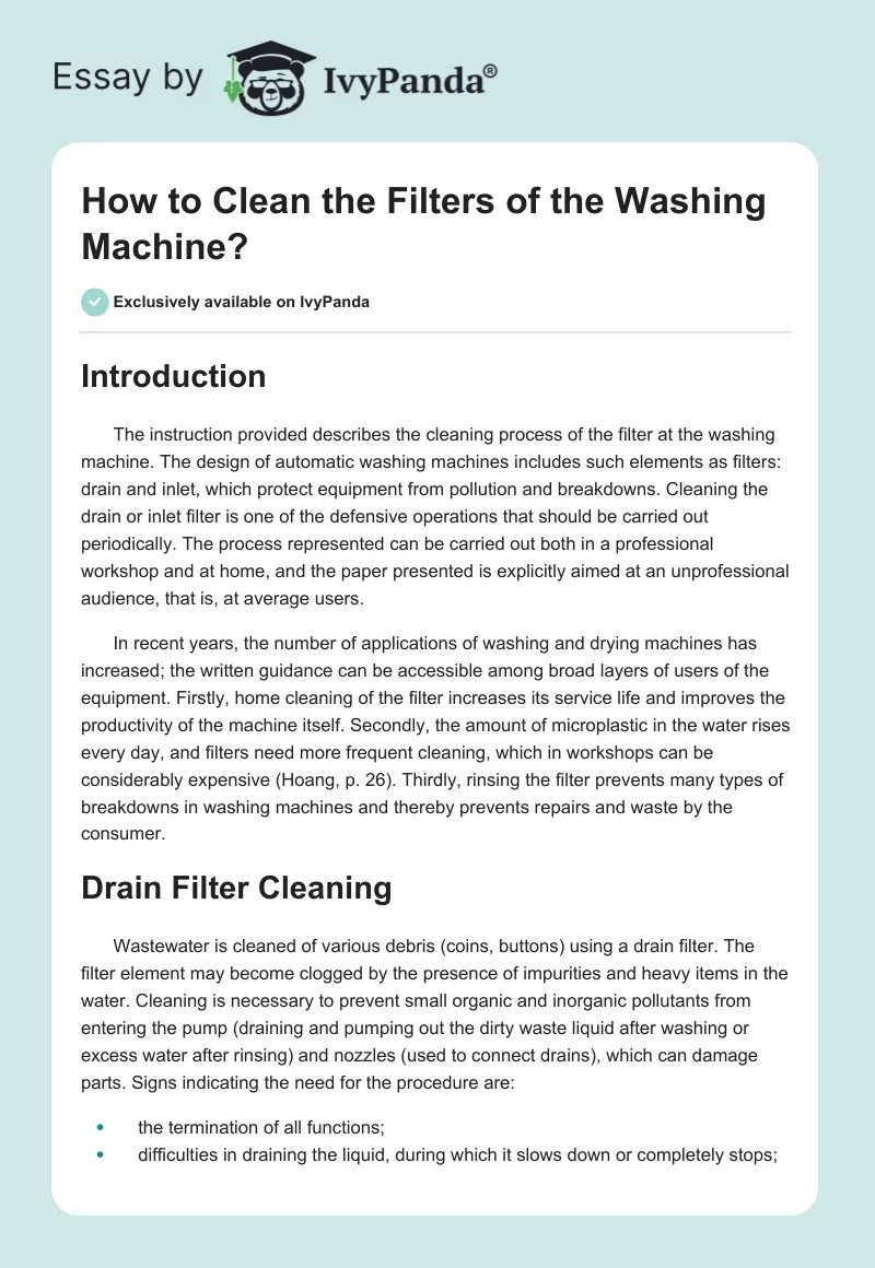 How to Clean the Filters of the Washing Machine?. Page 1