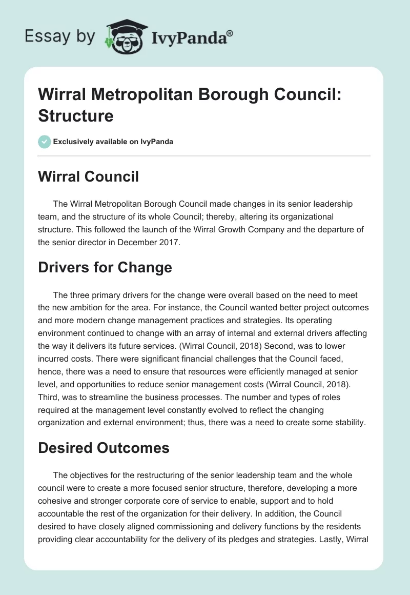 Wirral Metropolitan Borough Council: Structure. Page 1