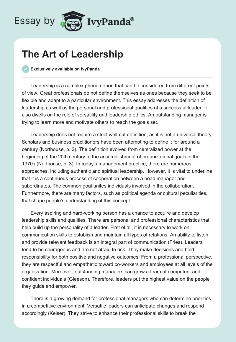 The Art of Leadership. Page 1