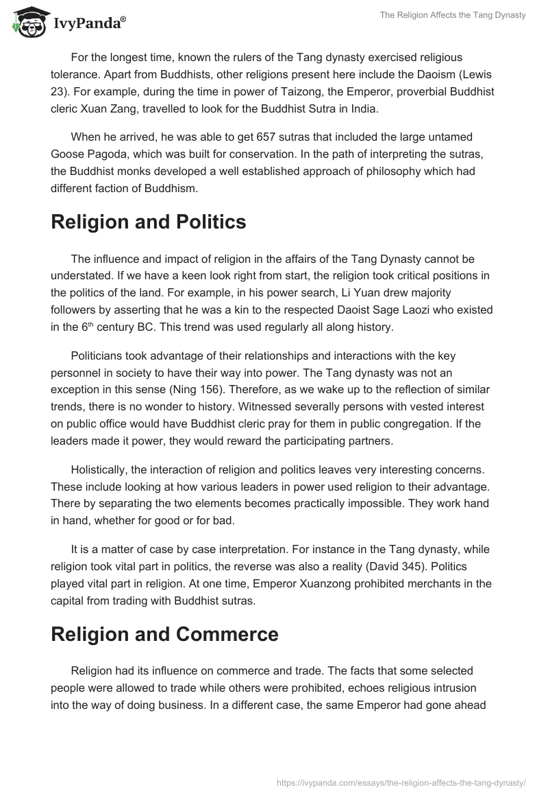 The Religion Affects the Tang Dynasty. Page 2
