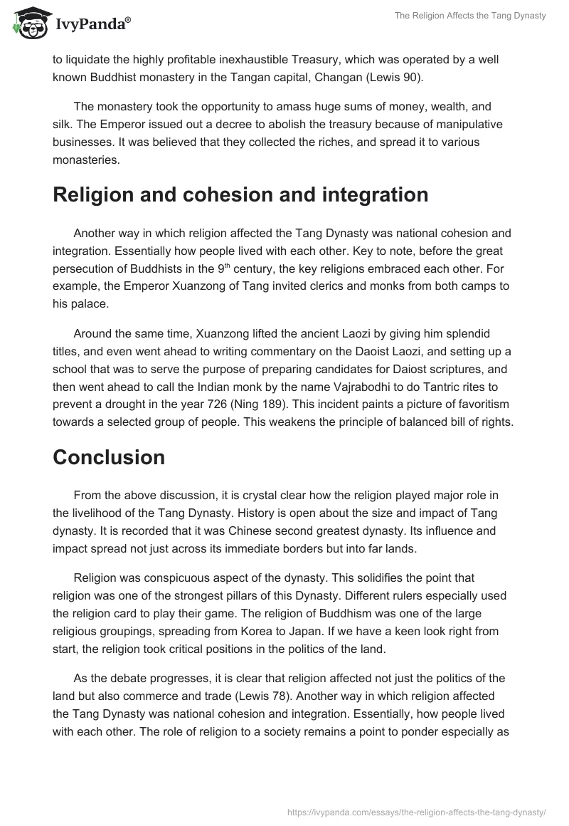 The Religion Affects the Tang Dynasty. Page 3