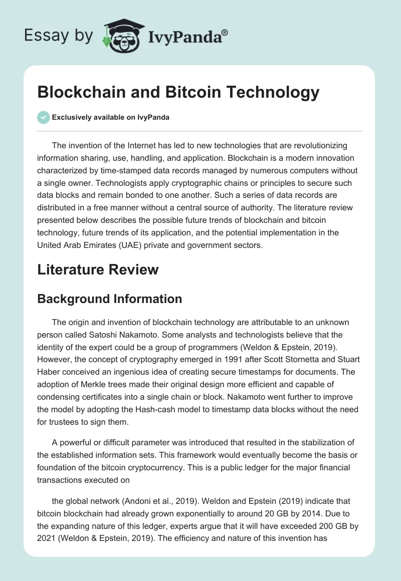 Blockchain and Bitcoin Technology. Page 1