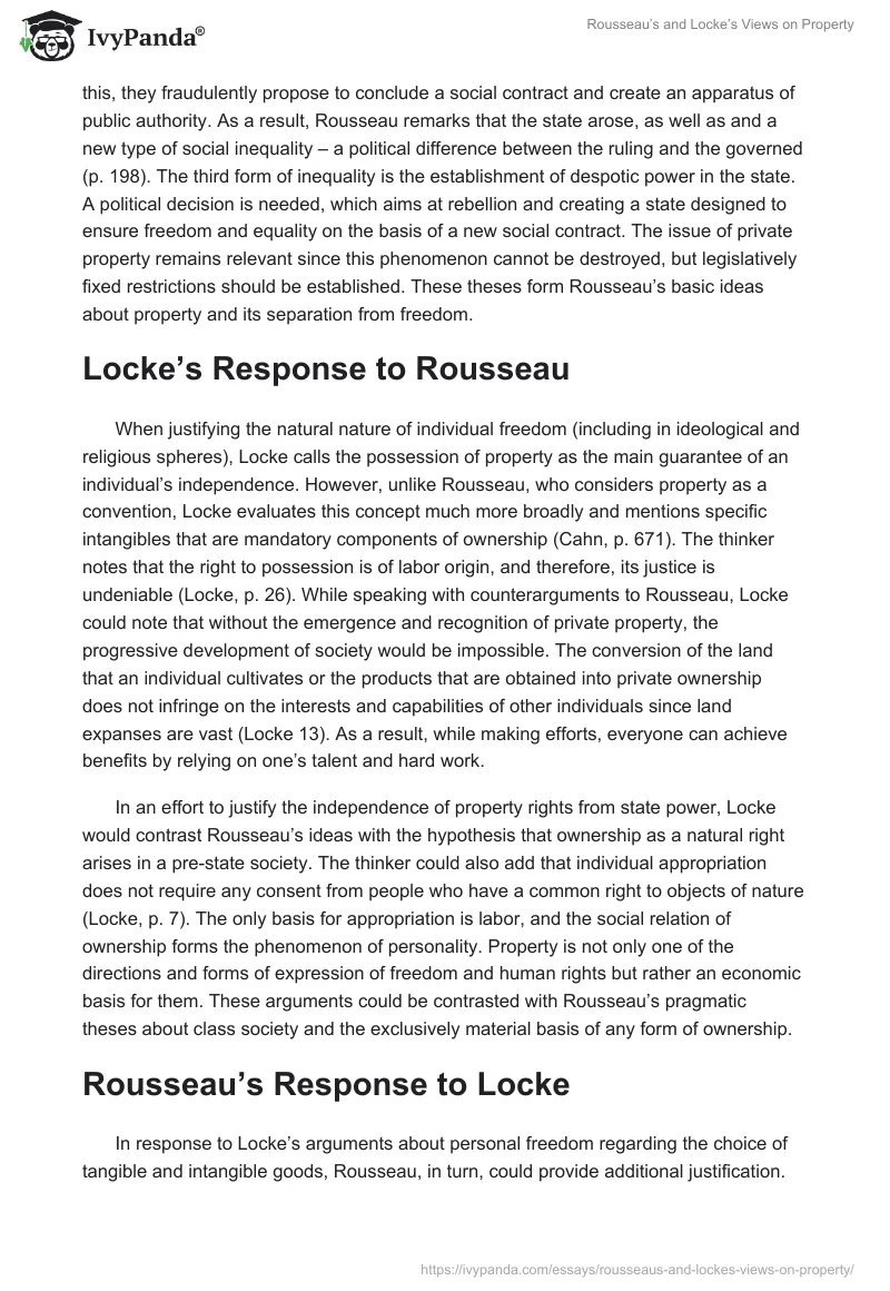 Rousseau’s and Locke’s Views on Property. Page 2