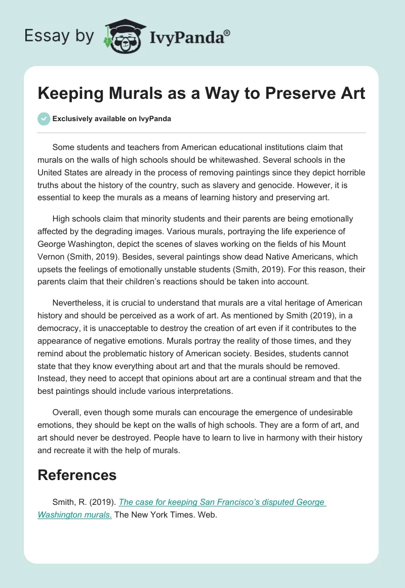 Keeping Murals as a Way to Preserve Art. Page 1