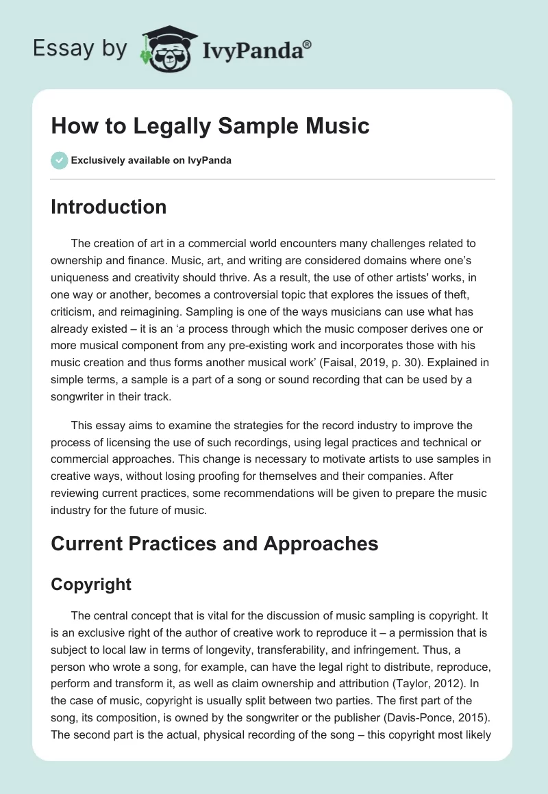 How to Legally Sample Music. Page 1