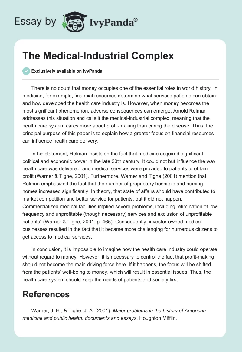 The Medical-Industrial Complex. Page 1