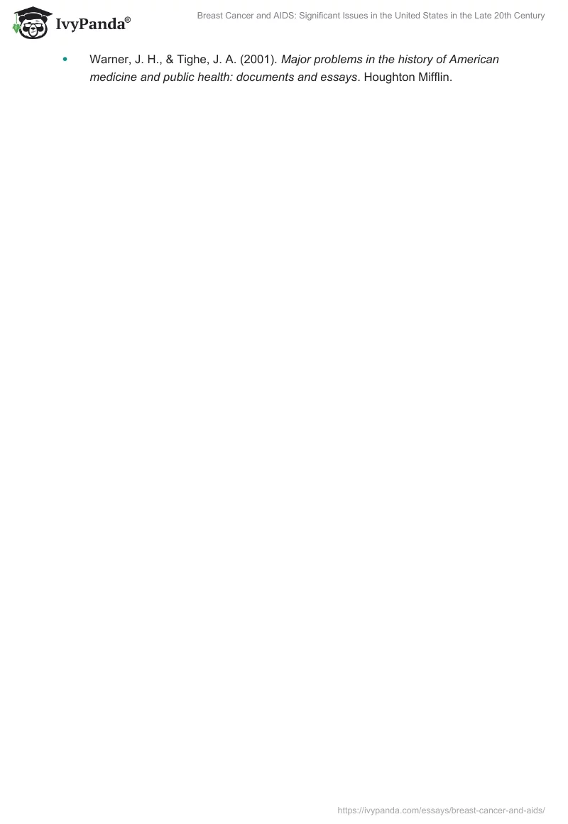Breast Cancer and AIDS: Significant Issues in the United States in the Late 20th Century. Page 2