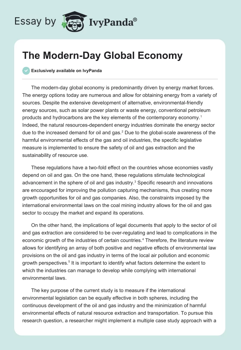The Modern-Day Global Economy. Page 1
