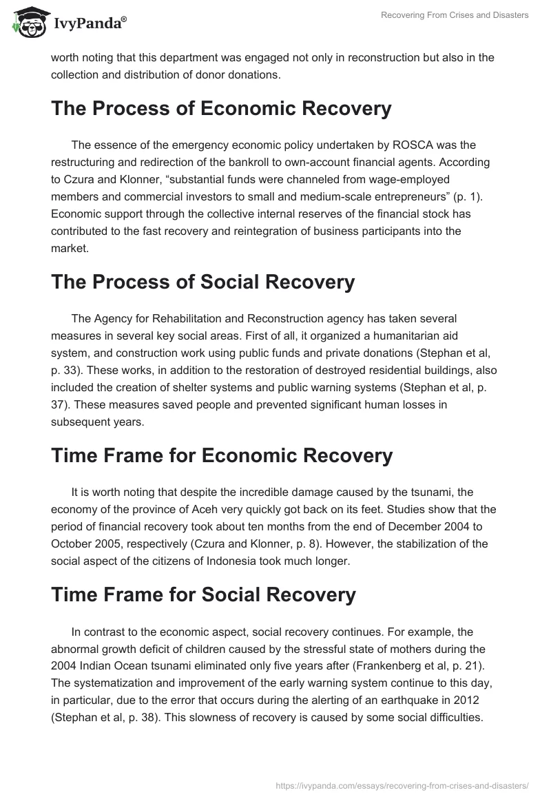 Recovering From Crises and Disasters. Page 2