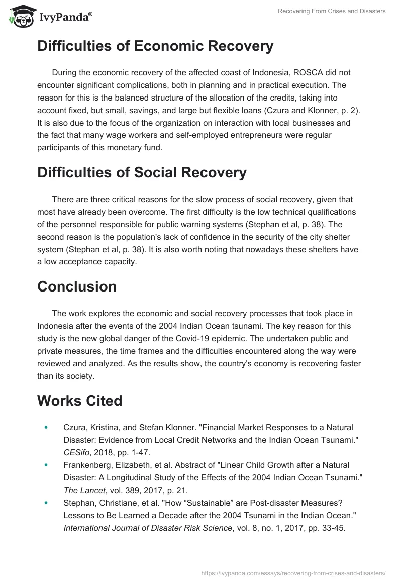 Recovering From Crises and Disasters. Page 3