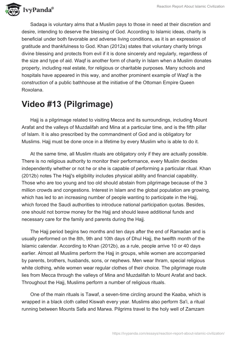 Reaction Report About Islamic Civilization. Page 2