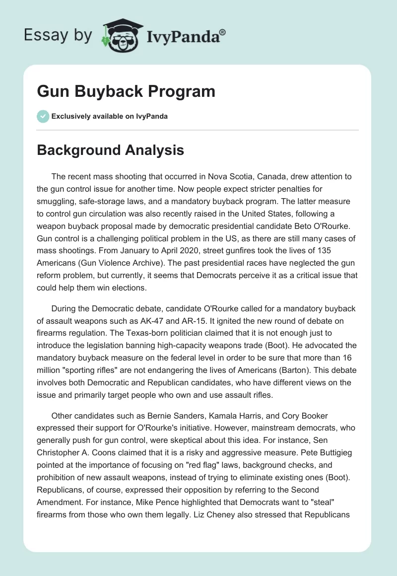 Gun Buyback Program. Page 1